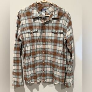 Patagonia Organic Cotton Plaid Shirt - Brown and Blue